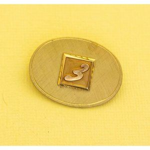 Vintage Gold Filled Avant Garde Number 3 Brooch i28